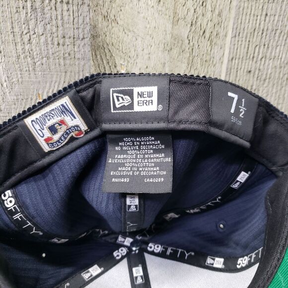 New Era COOPERSTOWN Corduroy York Yankees Hat 59Fifty 7 1/2 Fitted Cap Navy NEW - Picture 7 of 7